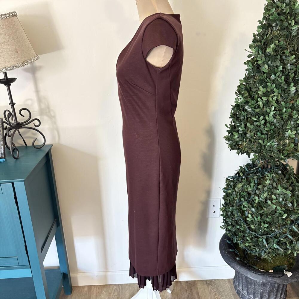 Vintage 70's MAX MARA Stretch Wool Blend Midi Dress Ruffle M - Picture 6 of 9